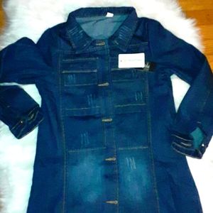 NWT 3/4  Distressed  Blue Jean Jacket Size S/M